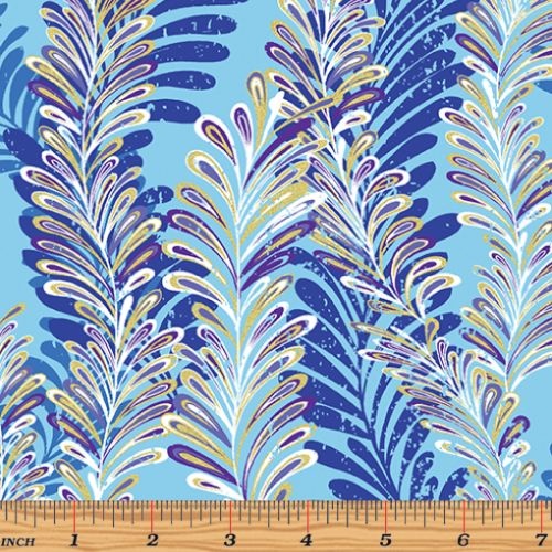 Butterfly Jewel Ferns Aqua Blue
