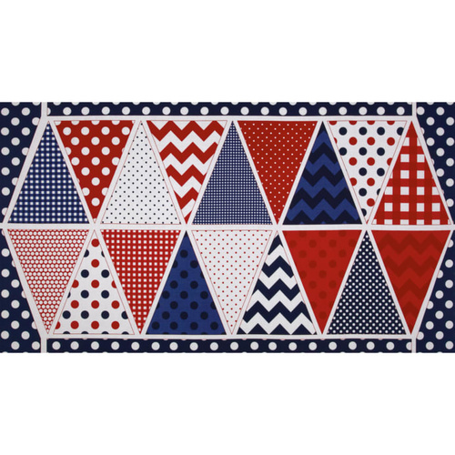 Holiday Bunting Panel Red Blue White