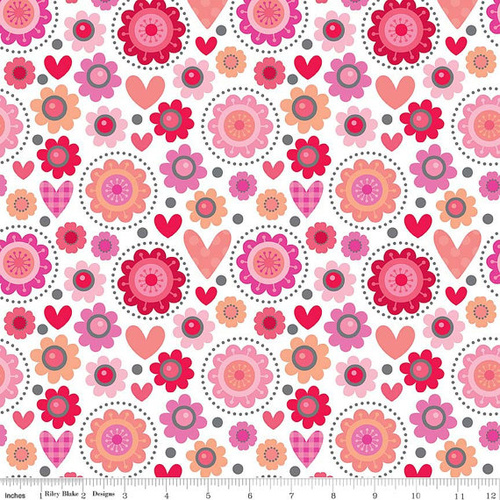 Lovebug Flowers Hearts White