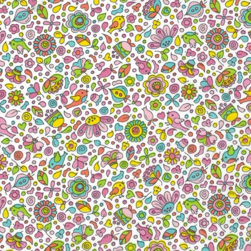Frolic Bird Floral White