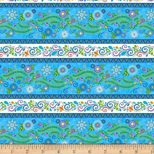 Arctic Wonderland Floral Stripe