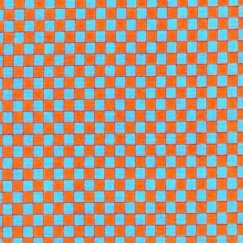 Checkered Checks Blue Orange Per Metre
