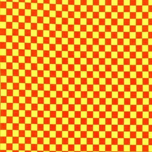 Checkered Checks Yellow Orange Per Metre