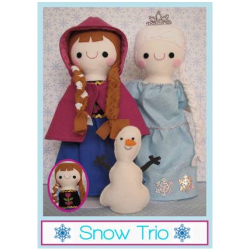 Two Brown Birds Frozen Snow Trio Softies Pattern