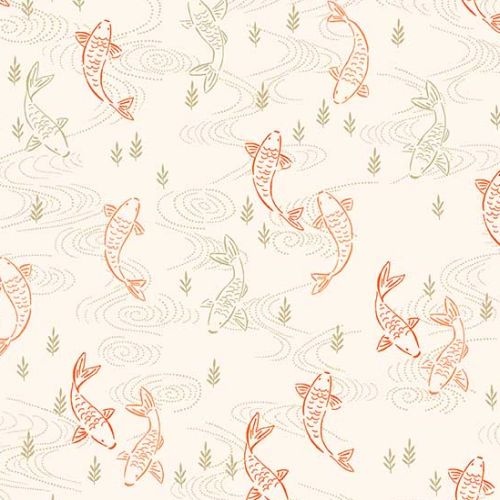 Kimono Japanese Koi Fish Cream