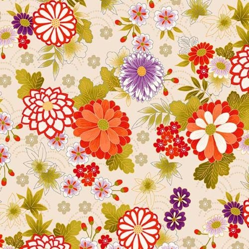 Kimono Japanese Chrysanthemum Cream