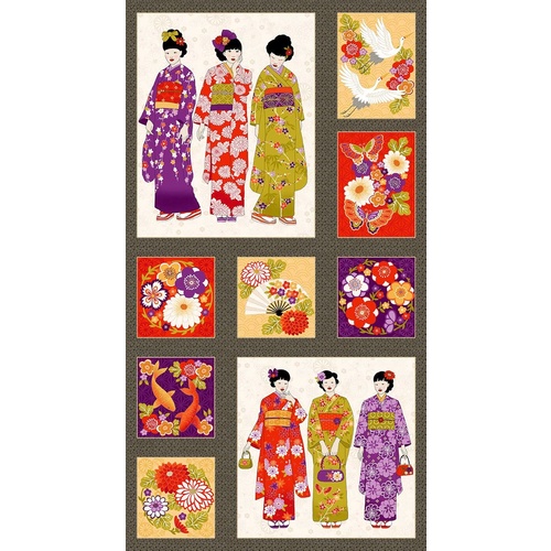 Kimono Japanese Geisha Girls Panel