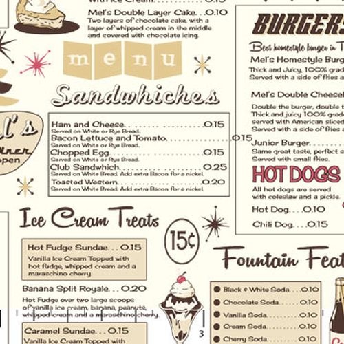 Mel's Diner Menu