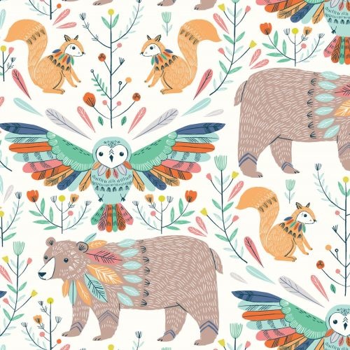Boho Meadow Animals White