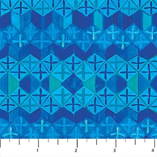 Floral Fantasy Diamond Grid Blue