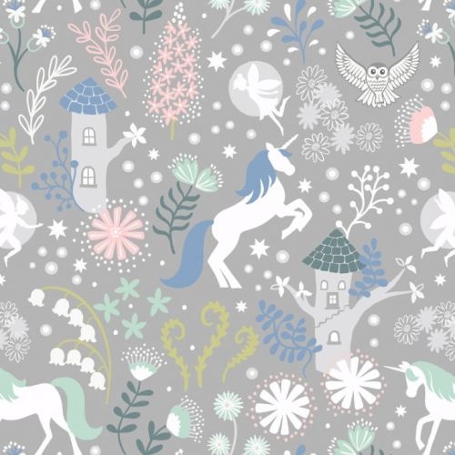 Fairy Lights Glow Unicorn Forest Grey