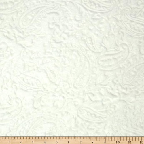 Embossed Paisley Minky Cream