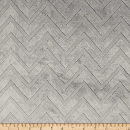 Embossed Chevron Minky Silver