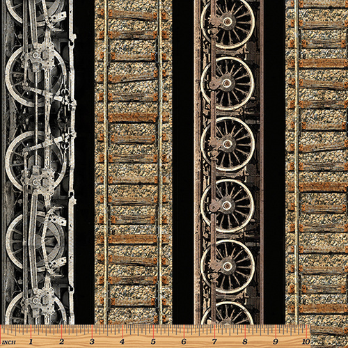 Railway Express Train Track Stripe Black