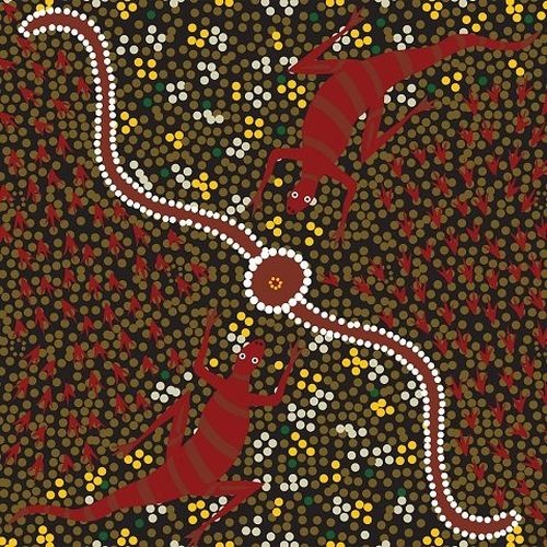 Aboriginal Goanna and Snake Black