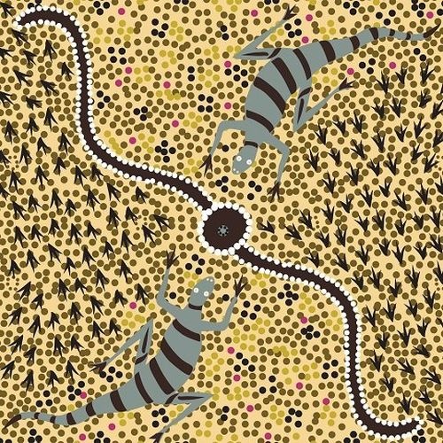 Aboriginal Goanna and Snake Ecru