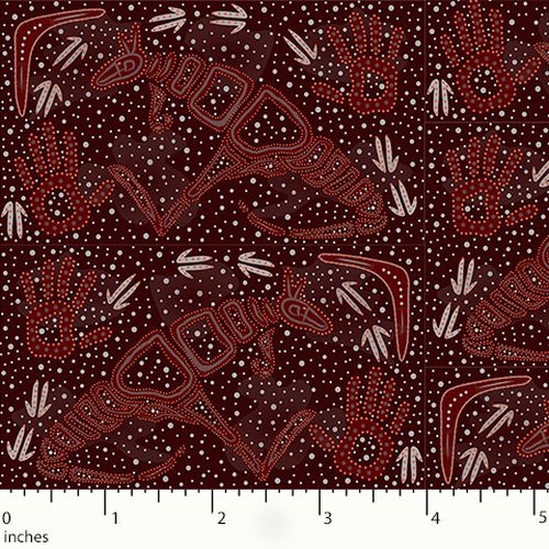 Aboriginal Rock Art Dreaming Burgundy