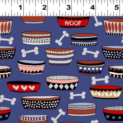 Playful Pups Dog Bowls Bones Blue