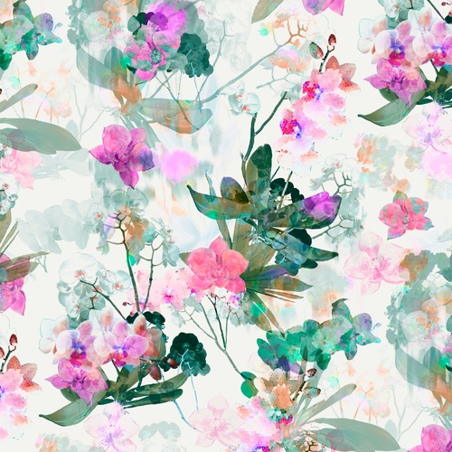 Belle Fleur Watercolour  Floral Digital Pink 1/2m