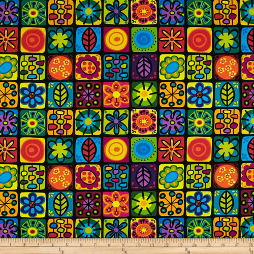 Doodlicious Flower Tiles Black
