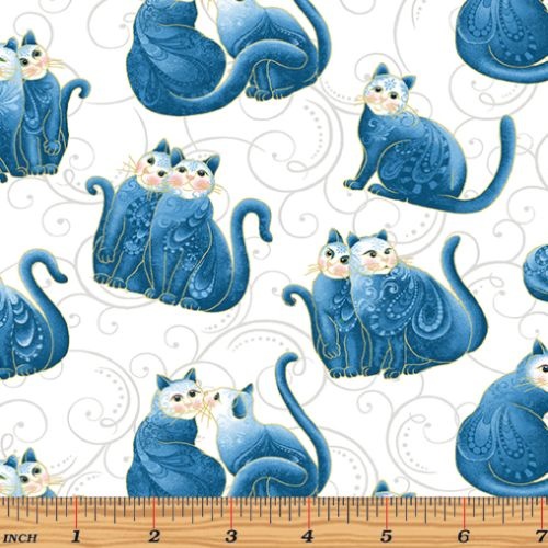 Cat-i-tude 2 Scroll Cats Blue