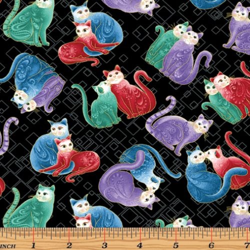 Cat-i-tude 2 Cats Squares Multi