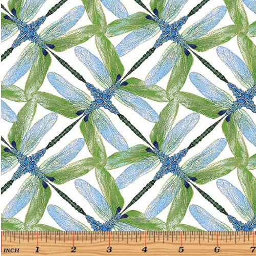 Dragonfly Dance Pinwheel Geo Green White