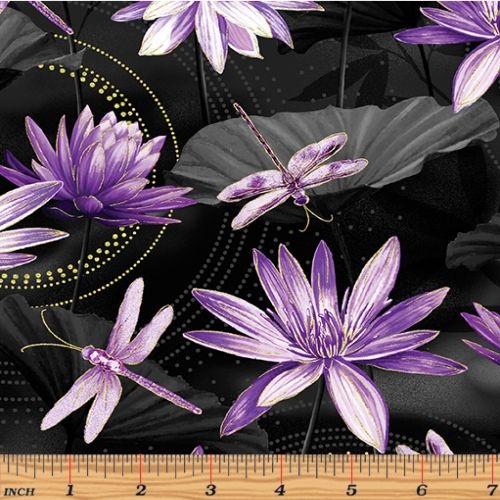 Dragonfly Dance Waterlily Pool Purple