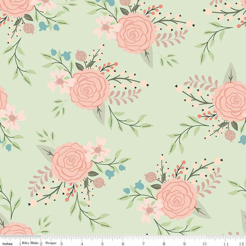 Bliss Rose Floral Mint Sparkle