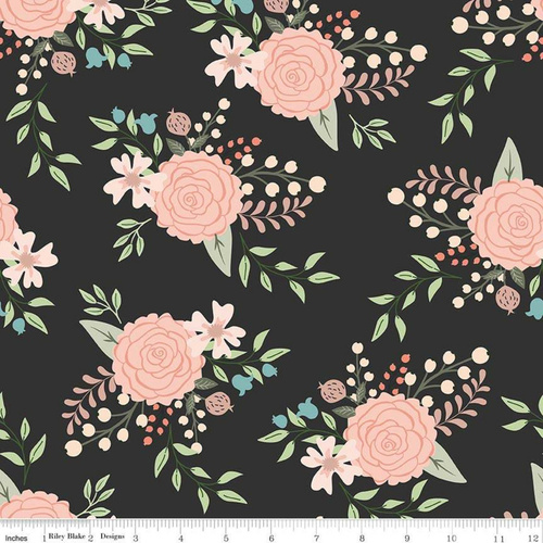 Bliss Rose Floral Black Sparkle