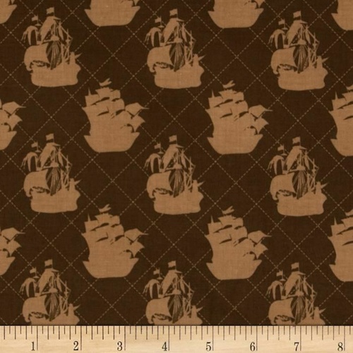 Pirate Ships Brown Per Metre