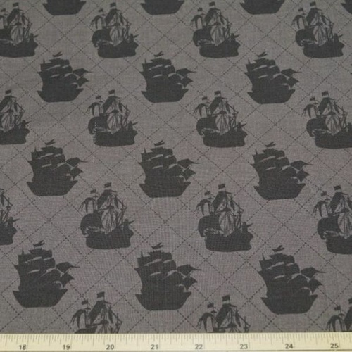 Pirate Ships Grey Per Metre