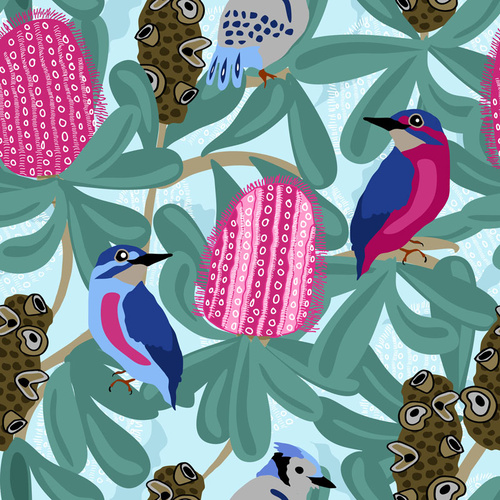 Sweet Botanicals Banksia and Birds 8207 A