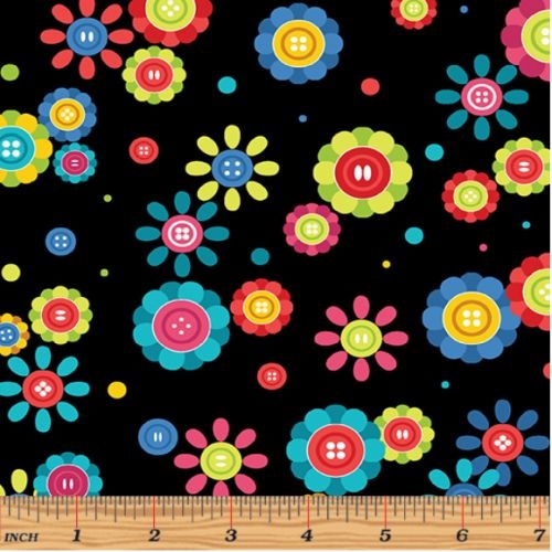 Sew Excited Cute as a Button Black