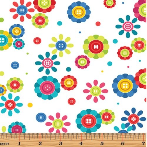 Sew Excited Cute as a Button White