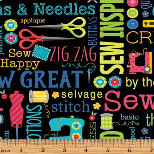 Sew Excited Sew Wordy Black