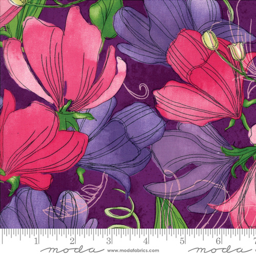 Sweet Pea and Lily Floral Plum