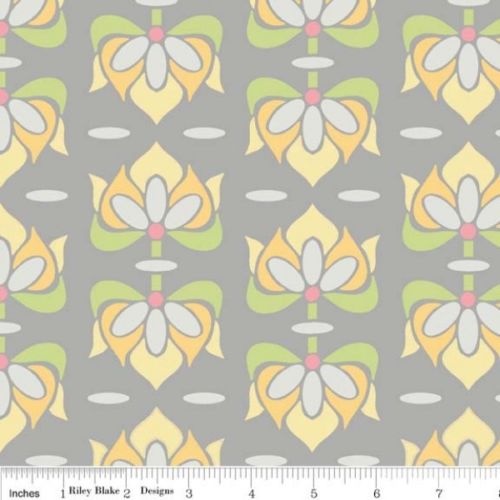 Priscilla Floral Grey Per Metre