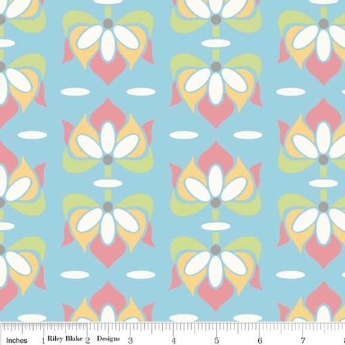 Priscilla Floral Blue Per Metre