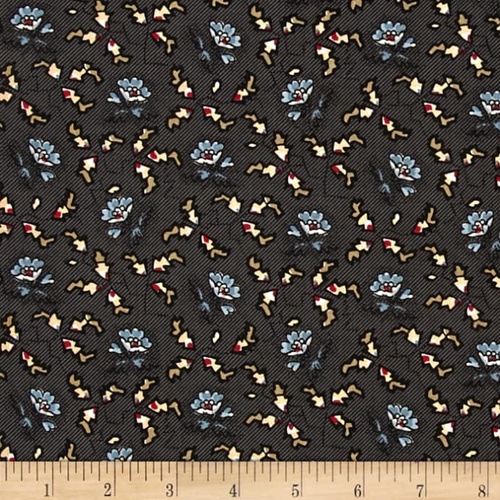Victoria Floral Black Per Metre