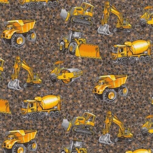 Trucks and Diggers Construction Brown