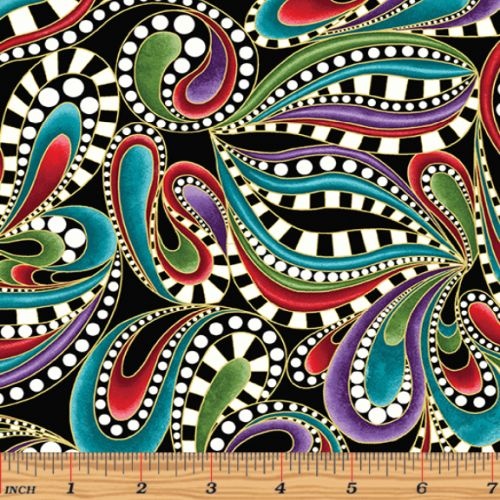Cat-I-tude Christmas Paisley Swirl Black
