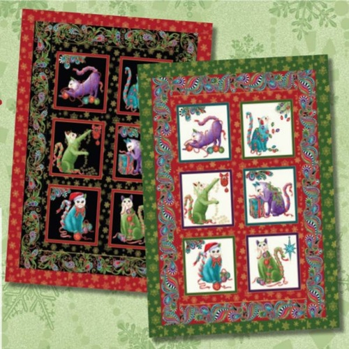 Cat-I-tude Christmas Quilt Kit White