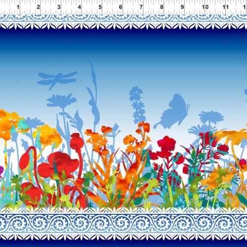 Dreamscapes II Scenic Border Stripe Blue