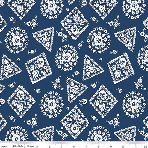 Majestic Stamp Floral Navy