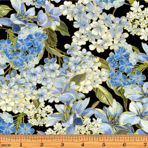 Blue Symphony Floral Black