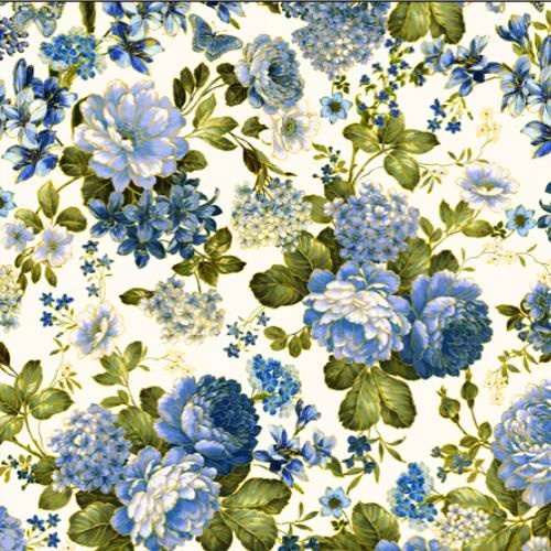 Blue Symphony Garden Floral Cream