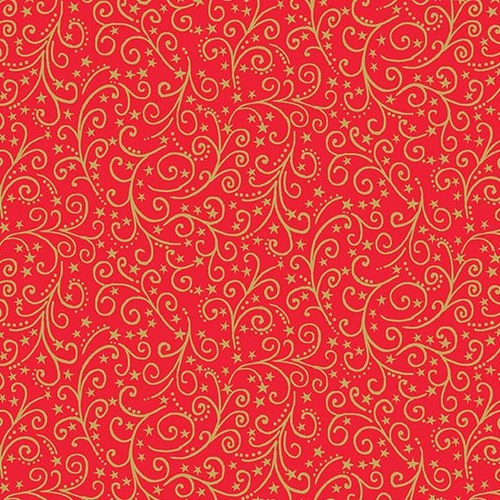 12 Days of Christmas Metallic Scroll Red