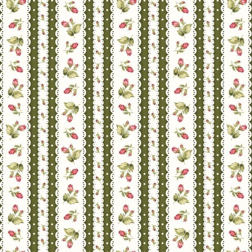 Welcome Home Flannel Rose Stripe Green
