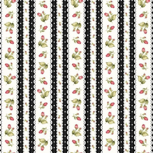 Welcome Home Flannel Rose Stripe Black